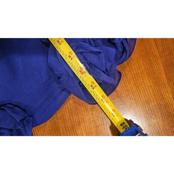 Rebecca Taylor Blue 100% Silk Dress. Ruffles, Bow, Sleeveless, Sexy Dress, Sz 4 - Picture 9 of 12